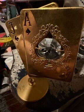 24 Karat Gold Plated Suncatcher, Two Cards (A & J) with Crystal!